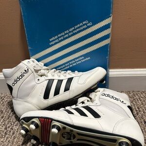 1987 Adidas White and Black High-Top American Football Cleats